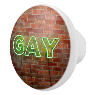 GladdeJoe verlichte gay neon reclamebord heldere l Keramische Knop