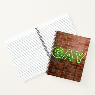 GladdeJoe verlichte gay neon reclamebord heldere l Notitieboek