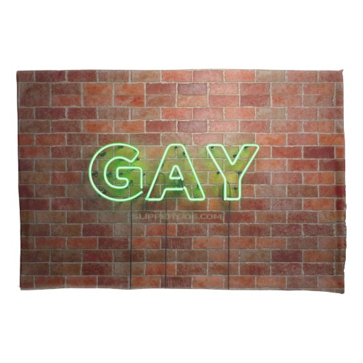 GladdeJoe verlichte gay neonbord helder levendig Kussensloop (Voorkant)