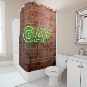 GladdeJoe verlichte gay neonbord heldere levendige Douchegordijn