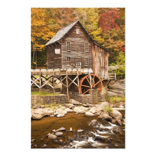 Glade Creek Grist Mill, Babcock State Park, 2 Foto Afdruk (Voorkant)