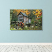 Glade Creek Grist Mill Canvas Afdruk (Insitu (Houten vloer))