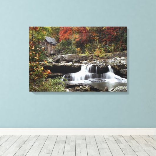 Glade Creek Grist Mill Canvas Afdruk (Insitu (Houten vloer))