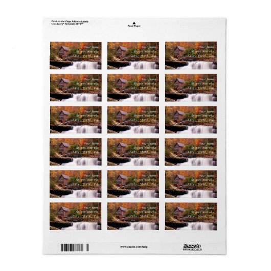 Glade Creek Grist Mill Etiket (Full Sheet)