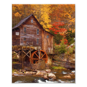 Glade Creek Grist Mill Foto Afdruk