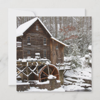 Glade Creek Grist Mill in de winter Feestdagenkaart