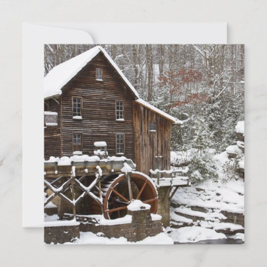 Glade Creek Grist Mill in de winter Feestdagenkaart (Voorkant)