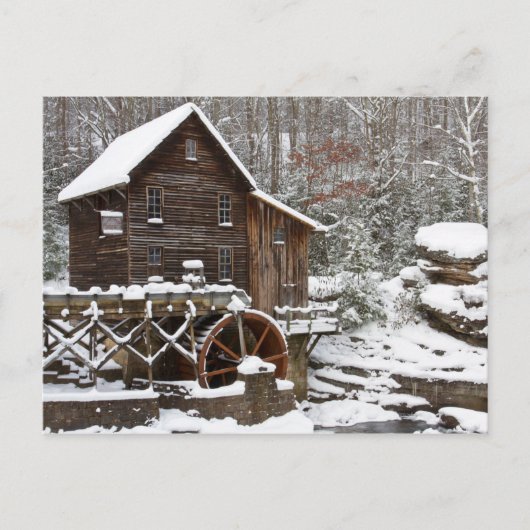 Glade Creek Grist Mill in de winter Feestdagenkaart (Voorkant)