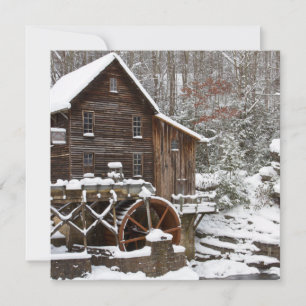 Glade Creek Grist Mill in Winter Feestdagenkaart