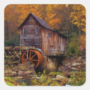 Glade Creek Grist Mill Vierkante Sticker