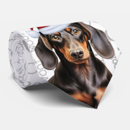 Gladharige Dachshond Woof Kerstmis Hond Liefhebber Stropdas