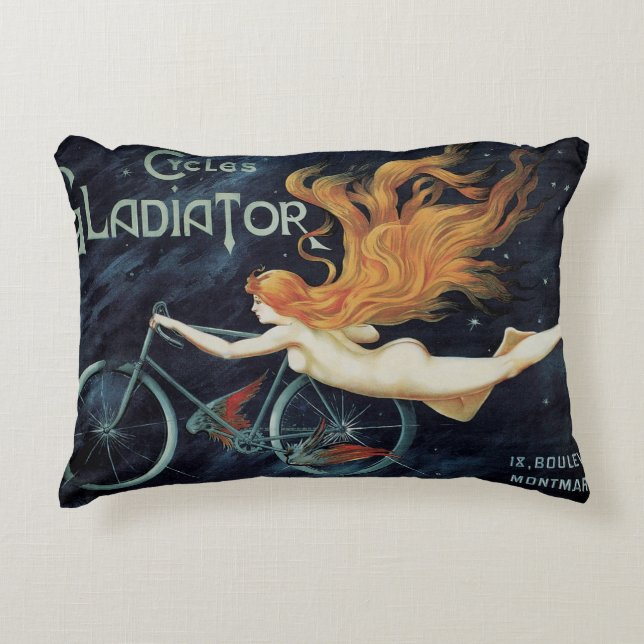 Gladiator Cycles,  Victoriaans Art Nouveau Accent Kussen (Voorkant)