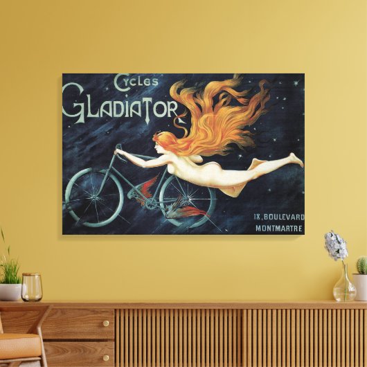 Gladiator Cycles,  Victoriaans Art Nouveau Canvas Afdruk (Insitu (Woonkamer))