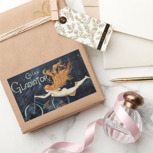 Gladiator Cycles,  Victoriaans Art Nouveau Rechthoekige Sticker (Geschenken)