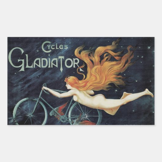 Gladiator Cycles,  Victoriaans Art Nouveau Rechthoekige Sticker (Voorkant)