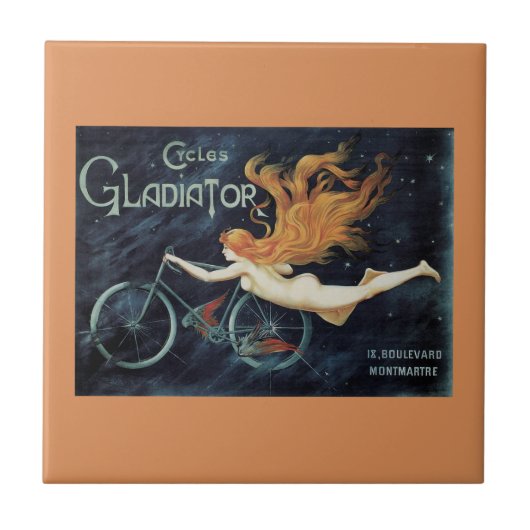Gladiator Cycles,  Victoriaans Art Nouveau Tegeltje (Voorkant)
