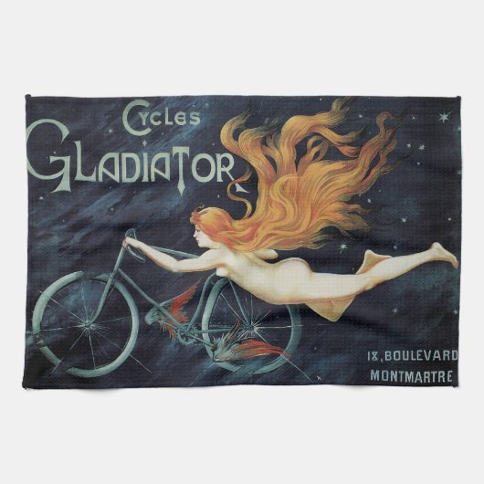 Gladiator Cycles,  Victoriaans Art Nouveau Theedoek (Horizontaal)