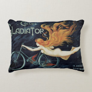 Gladiator Cycles, Vintage Victoriaanse Art Nouveau Accent Kussen