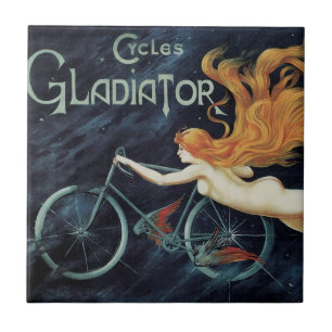 Gladiator Cycles, Vintage Victoriaanse Art Nouveau Tegeltje