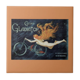 Gladiator Cycles, Vintage Victoriaanse Art Nouveau Tegeltje