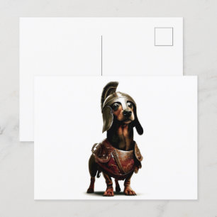 Gladiator Dachshund postkaart kunst