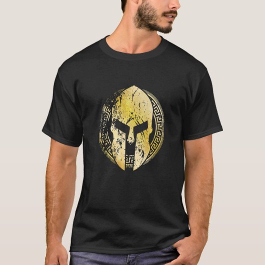 Gladiator Helmet Symbool Spartan Gold Sparta Mytho T-shirt (Voorkant)
