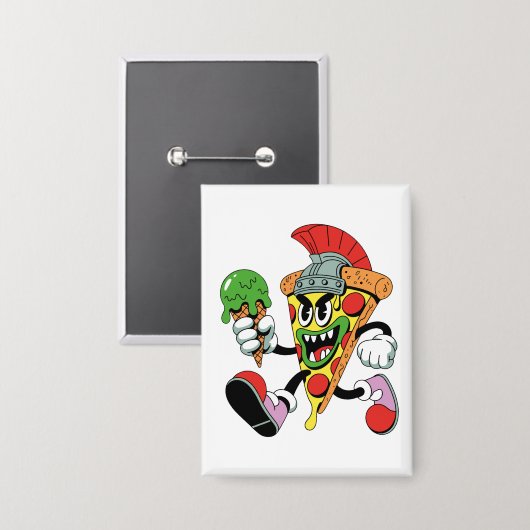 Gladiator Pizza Slice Italian Brainrot Button (Voorkant / Achterkant)