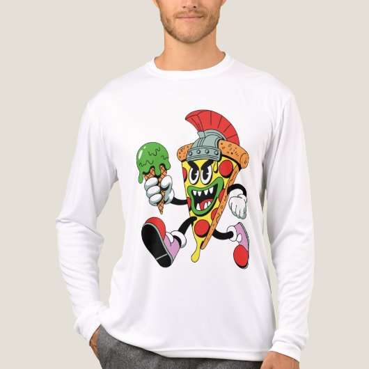 Gladiator Pizza Slice Italian Brainrot Mannen’s Tri-Blend Shirt (Voorkant volledig)