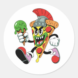 Gladiator Pizza Slice Italian Brainrot Ronde Sticker