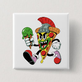 Gladiator Pizza Slice Italian Brainrot Vierkante Button 5,1 Cm