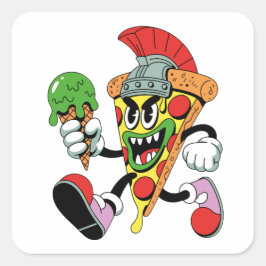 Gladiator Pizza Slice Italian Brainrot Vierkante Sticker