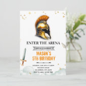 Gladiator verjaardagsuitnodiging kaart (Staand voorkant)
