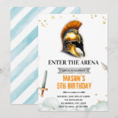 Gladiator verjaardagsuitnodiging kaart (Voorkant / Achterkant)