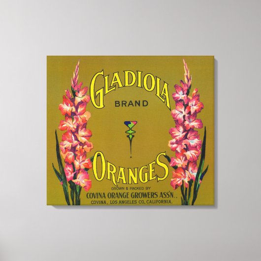 Gladiola Brand Citrus Crate Label Canvas Afdruk (Voorkant)