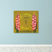 Gladiola Brand Citrus Crate Label Canvas Afdruk (Insitu (Houten vloer))