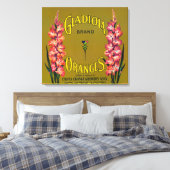 Gladiola Brand Citrus Crate Label Canvas Afdruk (Insitu (Slaapkamer))