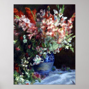 Gladiolas in een Vase, Pierre Auguste Renoir Art Poster