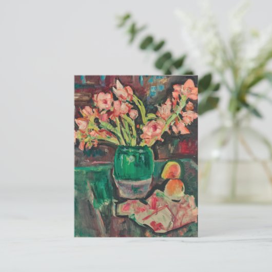 Gladiolen in een groene vaas | George Leslie Hunte Briefkaart (Staand voorkant)