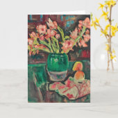 Gladiolen in een groene vaas | George Leslie Hunte Kaart (Gele Bloem)