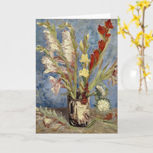 Gladioli en China Asters | Vincent van Gogh Kaart (Gele Bloem)