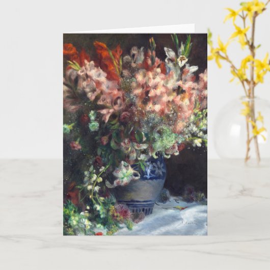 Gladioli in een vaas van Auguste Renoir Art Kaart (Gele Bloem)