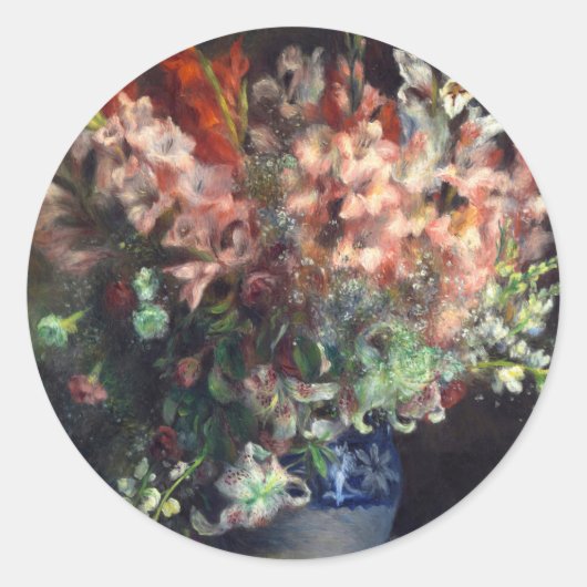 Gladioli in een vaas van Auguste Renoir Art Ronde Sticker (Voorkant)