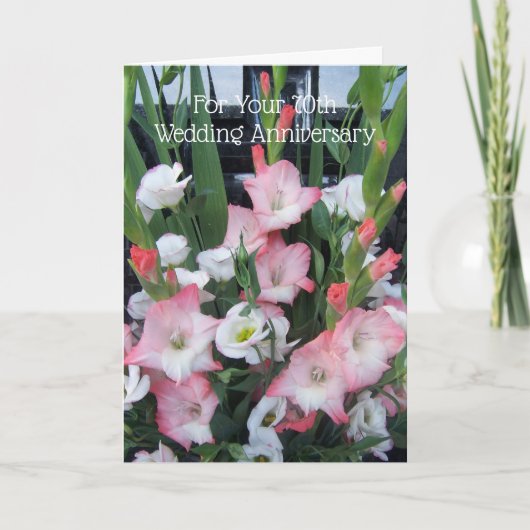 Gladioli Personalized 70th Wedding Jubileum Kaart (Voorkant)