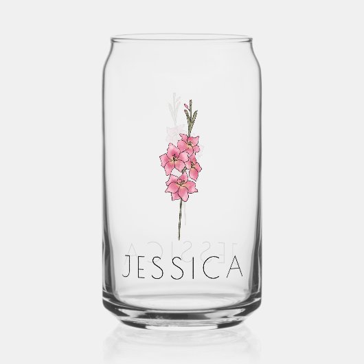 GLADIOLUS August Geboorte Bloem Aangepaste naam Blikvorm Glas (Achterkant)