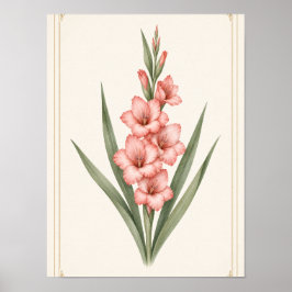 Gladiolus Augustus Geboortedag Bloem Muur Kunst Pr Poster