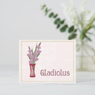 Gladiolus Bloemen Aquarel Kunst Augustus Verjaarda Briefkaart