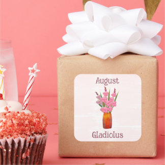 Gladiolus Bloemen Kunst Augustus Verjaardag Vierkante Sticker