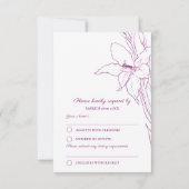 Gladiolus botanische paarse moerbei RSVP bruiloft (Achterkant)