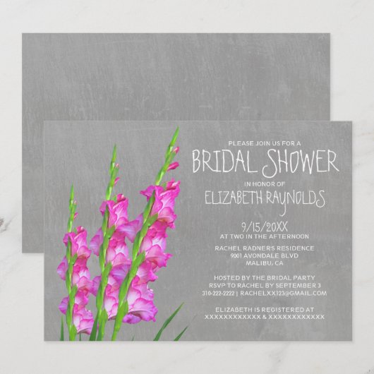 Gladiolus Bridal Shower Invitations Kaart (Voorkant / Achterkant)