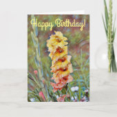 Gladiolus Flower Art Garden Verjaardag Kaart (Voorkant)